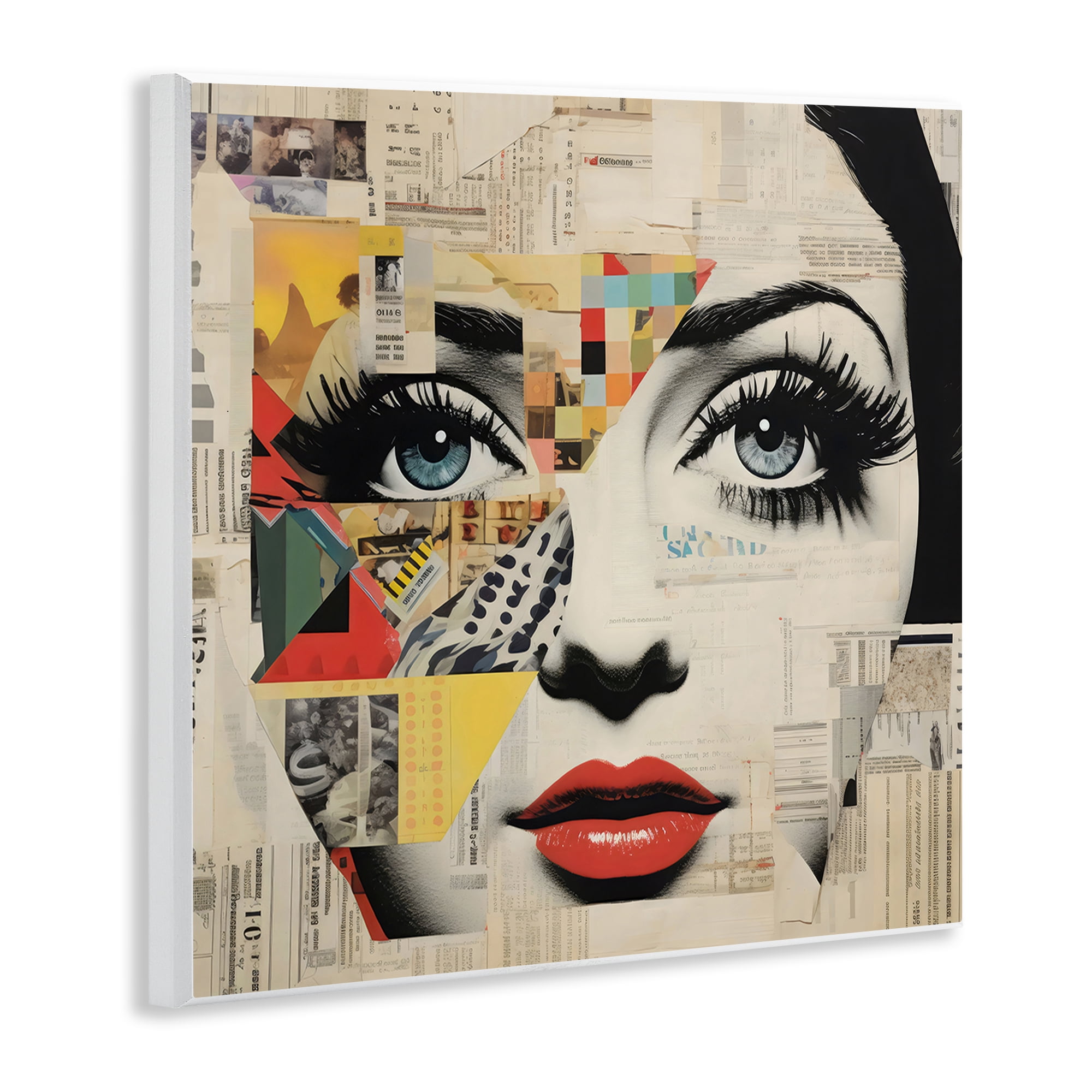 Stupell Industries Fashion Collage Pop Portrait Wall Plaque Art, design by Creative Studio