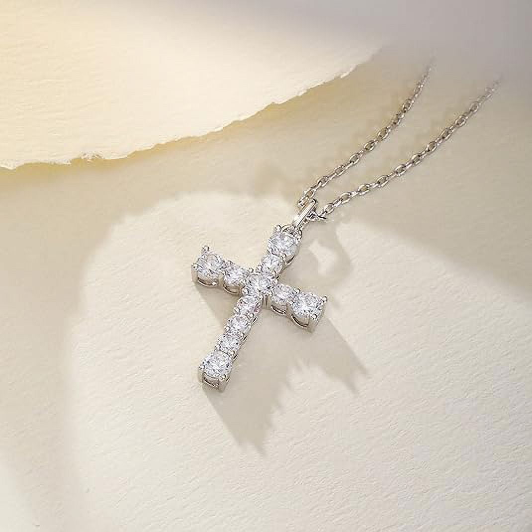 Sterling Silver Cross Necklace for Women Gold Plated Cross Pendant Necklace Cross Layered Necklace for Women
