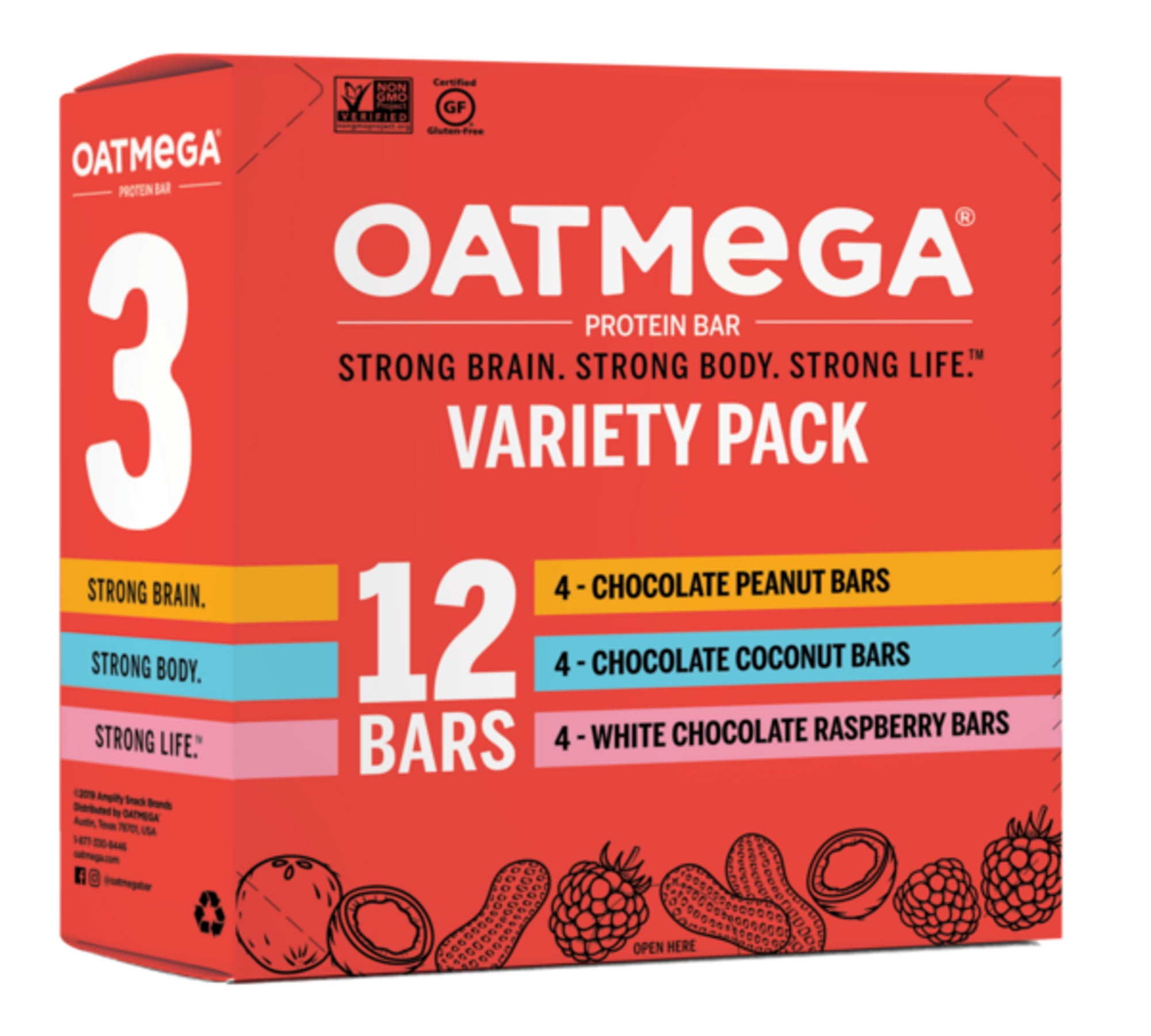 OATMEGA Protein Bar 12ct Variety Pack, Omega3, Gluten Free