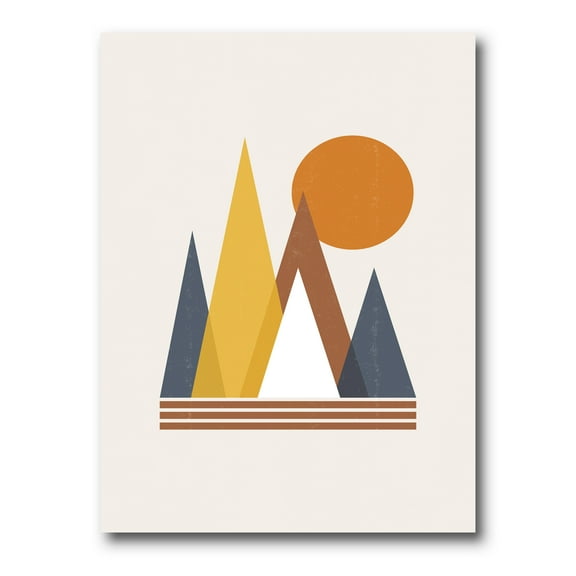 Designart ' Sun and Mountain Abstract ' Modern Canvas Wall Art Print