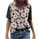 thumbnail image 1 of Camiseta informal para mujer con estampado floral y cuello en V, manga corta, jersey, blusa, tops Fridja  bn6032, 1 of 5