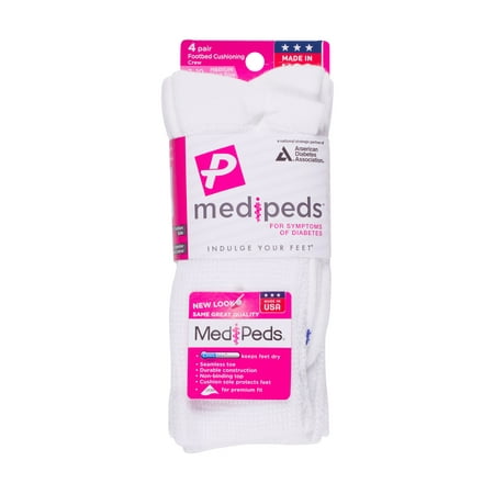 MediPeds - Ladies Diabetic Crew Socks, 4 Pairs - Walmart.com - Walmart.com