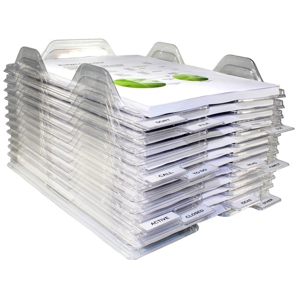 Organizador de archivos EZSTAX tamaño carta apilable, paquete de 12, transparente