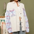 thumbnail image 2 of Daznico Winter Coats for Women, Aztec Patchwork Jacket with Washed Edge Front Pocket Denim Ladies Coat,Sizes S, 2 of 9