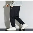 thumbnail image 6 of YUGYXL Men's Drawstring Sweatpants Casual Stretch Waist Trousers with Multiple Pockets Big and Tall Baggy Tapered Pants Solid Color Running Pants Black XL, 6 of 7