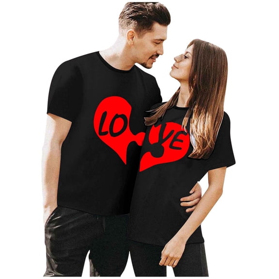 FASHOFT Valentines Shirts for Matching Couples Mens Long Sleeve Shirt Valentines Day Gifts for His and Her Black L