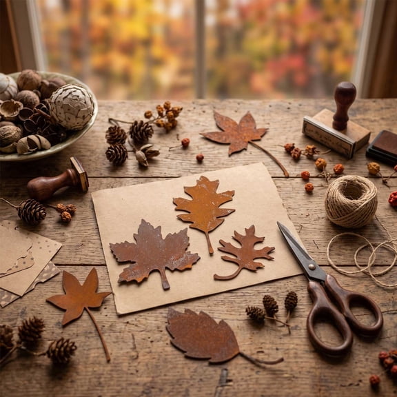Coffee Fall Metal Leaf Wall Decor Set of 6 | Rustic Maple Leaves Wall Hanging for Farmhouse Porch, Thanksgiving Harvest Home Decorations