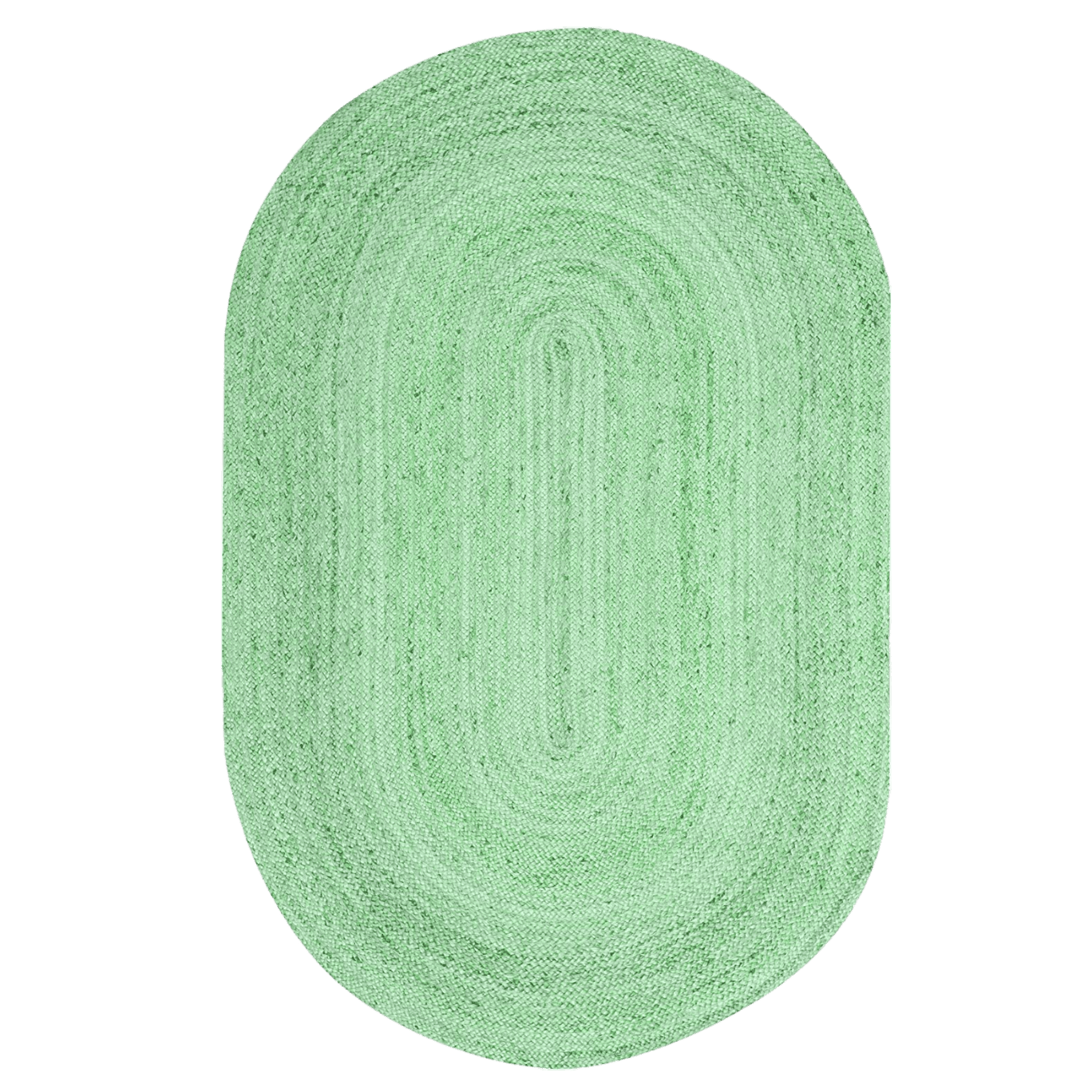 Green Elongated Oval Jute Rug