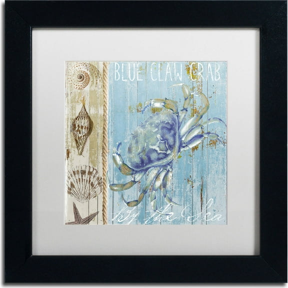 Trademark Fine Art "Blue Crab I" Canvas Art by Color Bakery, White Matte, Black Frame