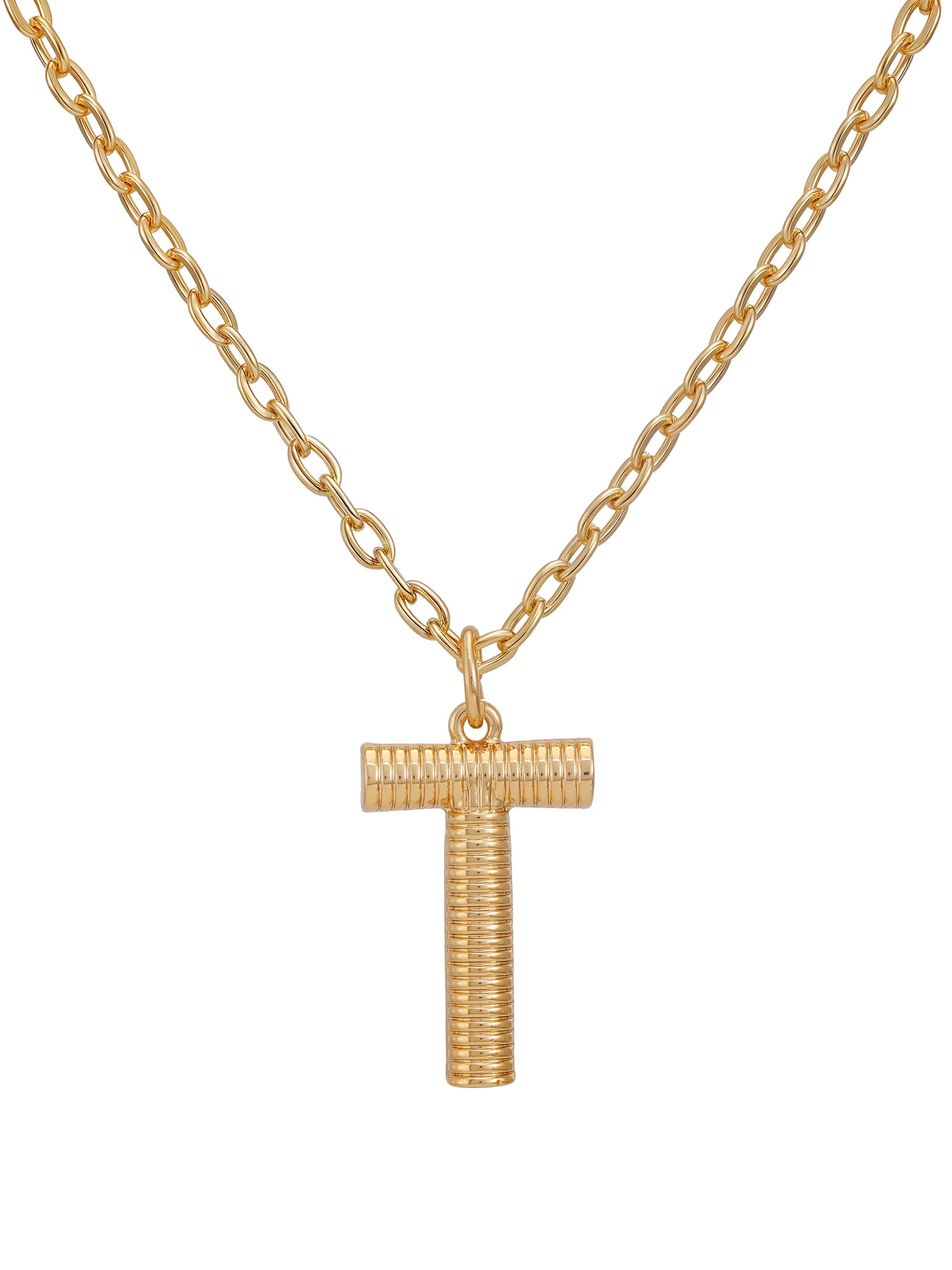 Time and Tru Women's Goldtone Initial T Necklace with Giftable Pouch