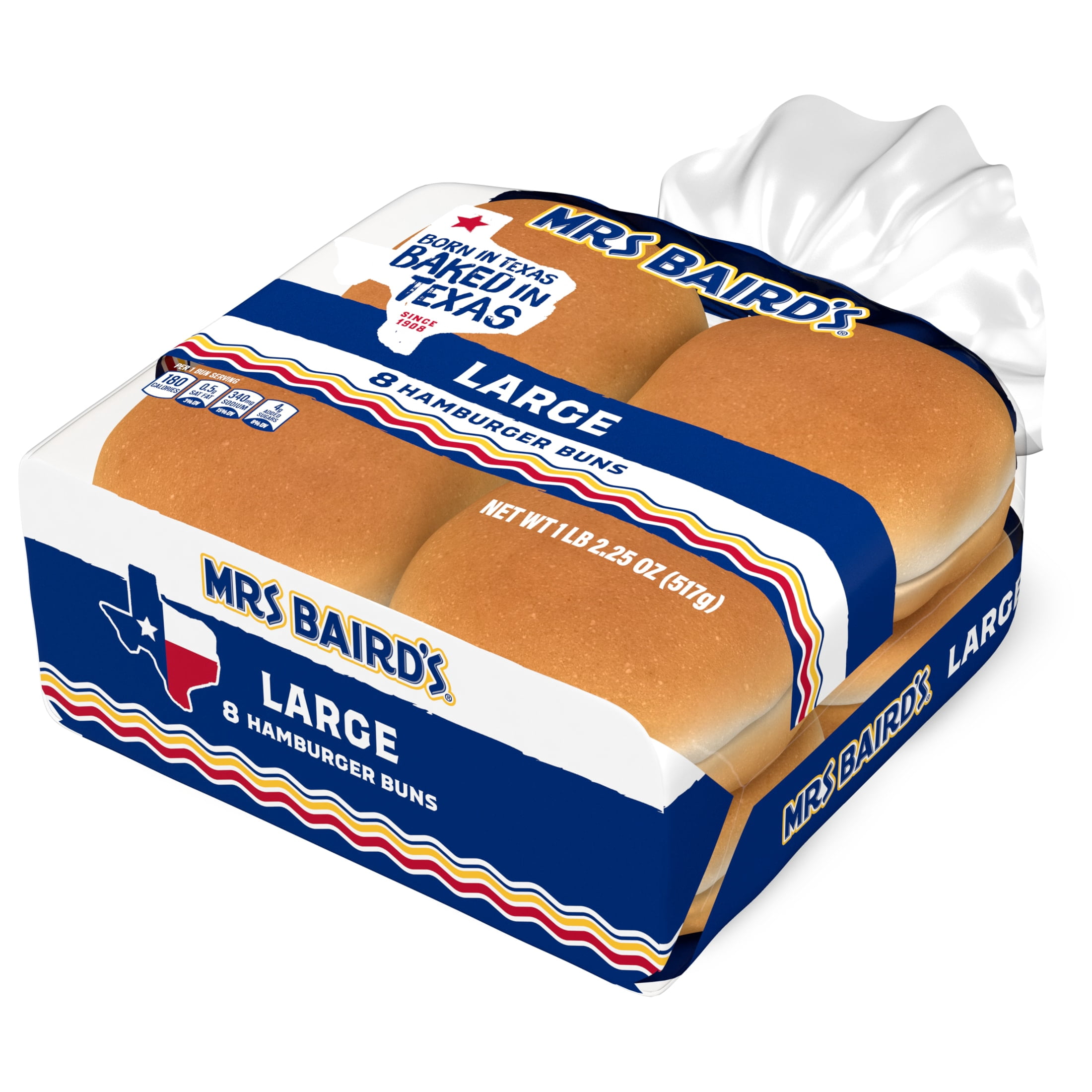 Mrs Baird's Large Hamburger Buns, 8 count, 18.25 oz