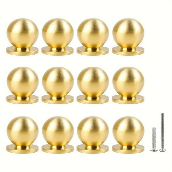 DIY.   STORE 12 Pcs Gold Knobs, Round Golden Metal Handles for Drawers, Cabinets, Dressers(25 x 30mm / 1 x 1.2in)