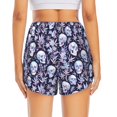 thumbnail image 4 of Uemuo Skull flower crystal Pattern Women's Athletic Shorts High Waisted Running Shorts with Liner Pockets Gym Elastic Workout Shorts-Large, 4 of 9