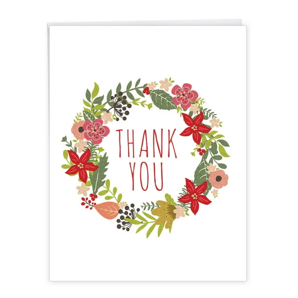 Large Thank You Card (8.5" x 11") Jumbo Colorful Floral Wreath Thank You Card Appreciation