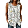 thumbnail image 2 of NTACZA Button Down Womens Tops Ditsy Floral Casual Crew Neck Tank Tops Sleeveless Relaxed Vacation Size L, 2 of 6