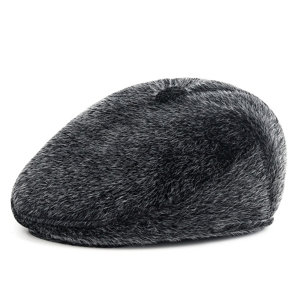 Newsboy Flat Cap Mens Herringbone Hat Solid Imitated Mink Golf Driving