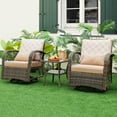 thumbnail image 4 of Costway Patio 3PCS Wicker Swivel Rocker Set 2 Rocking Chairs 360 Degrees with Coffee Table, 4 of 10