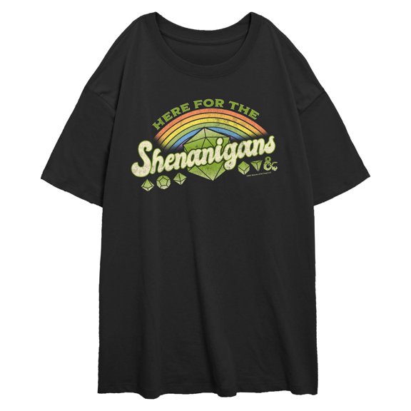 Junior's Dungeons & Dragons Here for the Shenanigans Dice Graphic T-Shirt