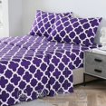 thumbnail image 6 of 100% Viscose Derived from Bamboo Sheets Full Size Set, Hotel Luxury Silky Bedding Sheets & Pillowcases, Purple Printed, 6 of 7