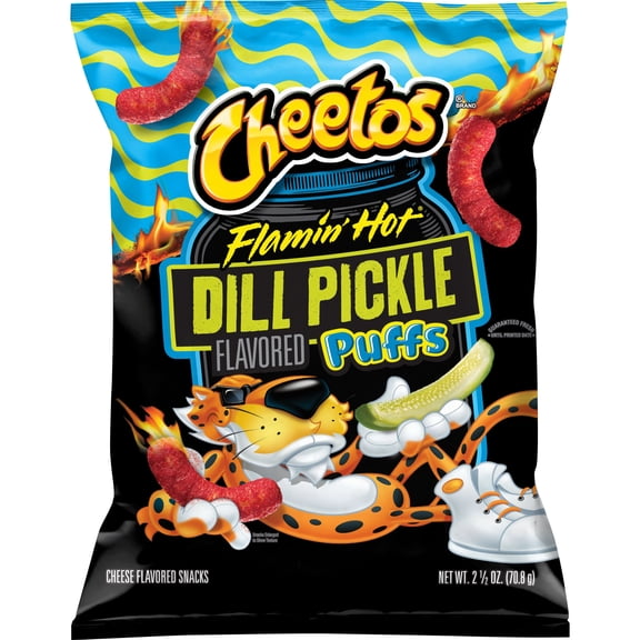 Cheetos Puffs Flamin Hot Dill Pickle Cheese Flavored Snacks 2.5oz