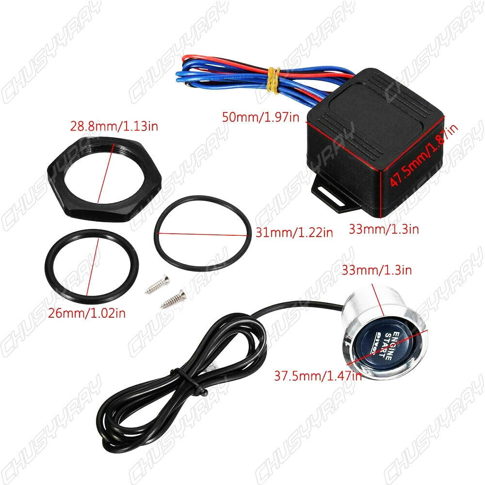 Car Ignition Switch 12V Engine Start Push Button Keyless Entry Starter Kit