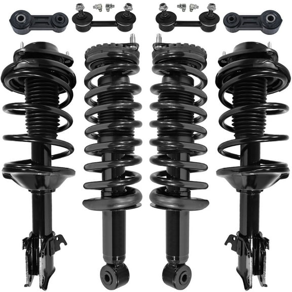 Detroit Axle - 8pc Front Rear Struts Sway Bars for 2000 2001 2002 Subaru Legacy, 4 Complete Struts with Coil Spring Assembly 4 Stabilizer Sway Bar End Links Replacement Suspension Kit