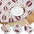 thumbnail image 4 of Brown Footballs with Stars Pattern Round Fitted Tablecloth with Elastic Edge,Dining Table Cover Waterproof,Outdoor Round Tablecloth for Camping,Dining,Indoor and Outdoor, 4 of 7