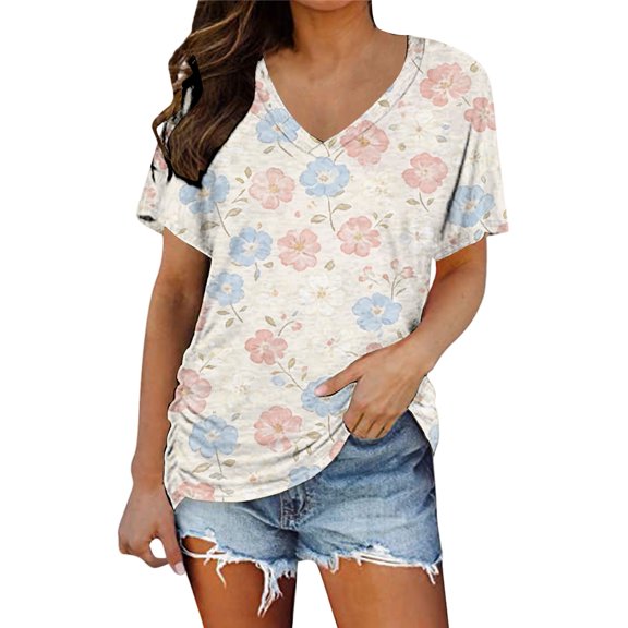 MEICHEN Spring Fresh Small Print Casual and Comfortable Stylish Women's Top Summer T Shirts for Women