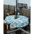 thumbnail image 2 of Outdoor Tablecloth with Umbrella Hole,Summer Ocean Blue Green Wave Stripes Spillproof Waterproof Table Cloth Zippered Table Covers,Starfish Seamless Washable Tablecloths for Picnic/Patio, 2 of 6