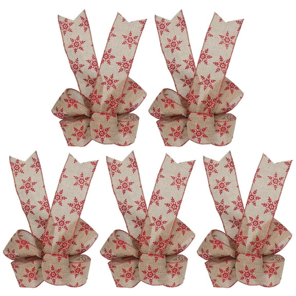 CIMAXIC 5-Pack Burlap Bowknot Holiday Bows for Crafts Rustic Winter Decorations