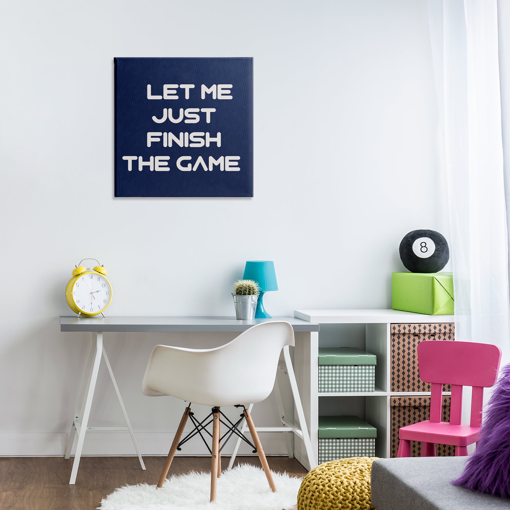Stupell Industries Finish The Game Phrase Entertainment Painting Wrapped Canvas Art Print Wall Art, 24 x 24