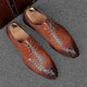 thumbnail image 1 of Zapatos formales de cuero para hombre, zapatos de vestir de negocios, zapatos Oxford rojos geométricos para hombre, zapatos planos informales para fiesta y boda, 1 of 4