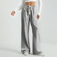 thumbnail image 6 of Ltctricy Wide Leg Pants for Women Elastic High Waisted Drawstring Striped Casual Pants Baggy Trendy Trousers with Pockets(Gray,X-Small), 6 of 7
