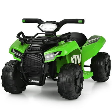 Costway 6V Kids ATV Quad Electric Ride On Car Toy Toddler with LED Light MP3 Green