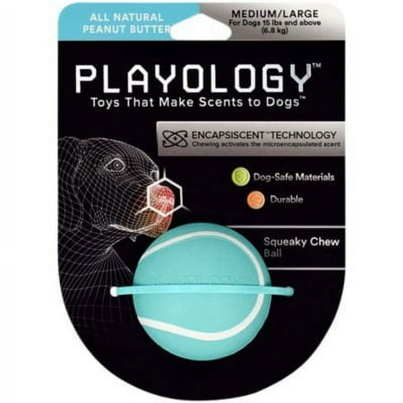 UPC: 0856330008403 | Playology Squeaky Dog Toy Chew Ball All-Natural Peanut Butter Scent Medium/Large Blue.