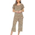 thumbnail image 3 of HAHDAXIA Womens Pajama Set Cotton Capri Pant Pyjama Short Sleeve Sleepwear Summer Pjs, 3 of 6