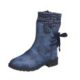 thumbnail image 5 of Pandaie Womens Snow Boots Winter Warm Lace up Boot Western Platform Cowboy Boot Non Slip Outdoor Mid Calf Hiking Booties Motorcycle Biker Shoes Blue 8, 5 of 6