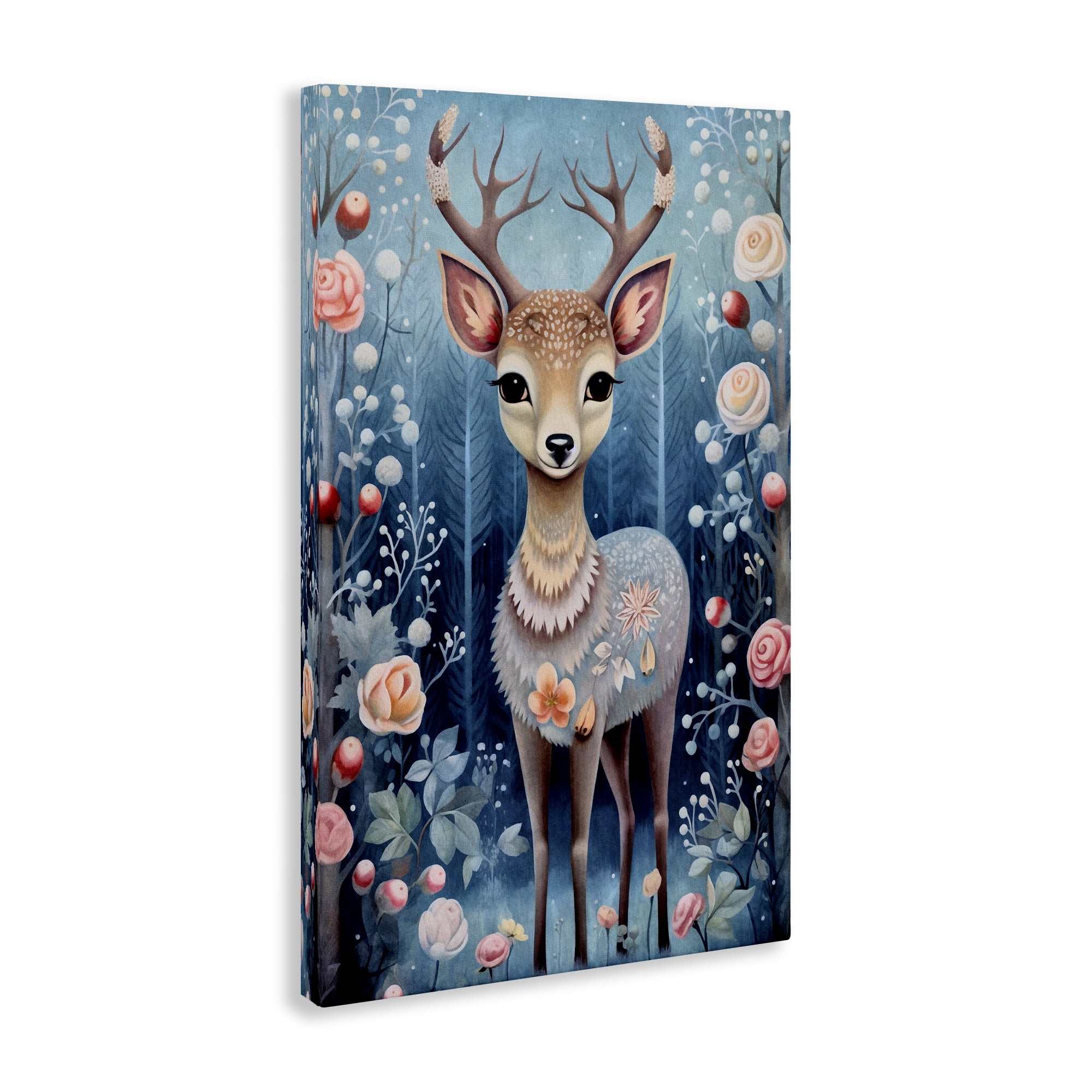 Stupell Industries Woodland Pattern Deer Animals & Insects Painting Gallery Wrapped Canvas Art Print Wall Art, 30 x 45