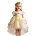 thumbnail image 3 of FYDUU Girls Puffy Pageant Rainbow Tulle Princess Dresses Tiered Birthday Party Tutu Gown With Long Train Formal Performances Dresses 4-5 Years, 3 of 7