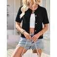 thumbnail image 5 of Women's Summer Cardigan Short Sleeve Cropped Cable Knit Open Front Black S, 5 of 10