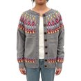 thumbnail image 6 of JUUNthy Womens Knit Cardigan, Vintage Graphic Long Sleeve Button Front Casual Fashion Sweater Outwear Pink 5XL, 6 of 14