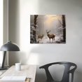 thumbnail image 4 of PIKWEEK  Winter Landscape Canvas Print Wall Art - Mystic Forest & Mountain Landscape with Deer Nature Wilderness Poster, Modern Art Rustic Scenic for Living Room, Bedroom, Office, 4 of 5