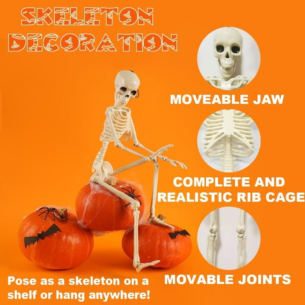 5 Pack Posable Skeleton Decorations with Movable Joints for Halloween Party