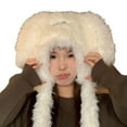 thumbnail image 4 of lanema Thicken Windproof Beanie Plush Rabbit Ear Shape Trapper Hat for Adult Teens, 4 of 19