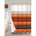thumbnail image 2 of Coastal Style No Hook Shower Curtain and Liner Set Vintage Orange Brown Stripes Wood Grain Shower Curtains with Snap-in Liner & See Through Top Window Hotel Style for Bathroom Decor 60x72 Inch, 2 of 8