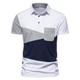 thumbnail image 1 of Waiimak Men Short-Sleeved Turn-Down Collar Patchwork Buttons Blouse Polo-Shirt Tops, 1 of 9