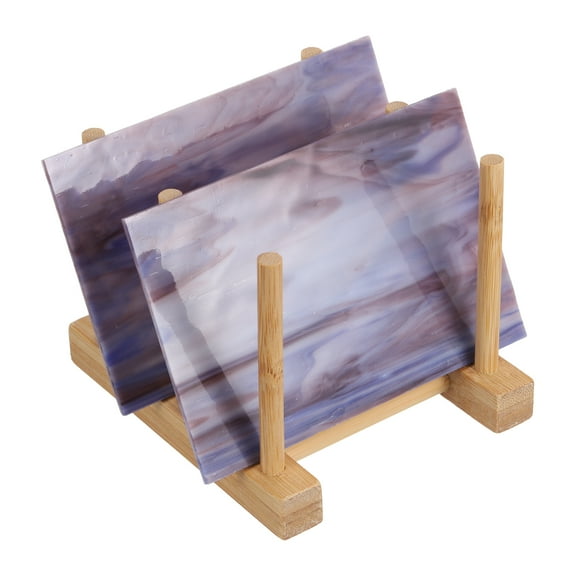 Uxcell 4 x 6 Inch Transparent Stained Glass Sheets, 2 Sheets Art Mosaic Glass Variety Pack Tiles for Crafts Art Projects Supplies, Dark Purple