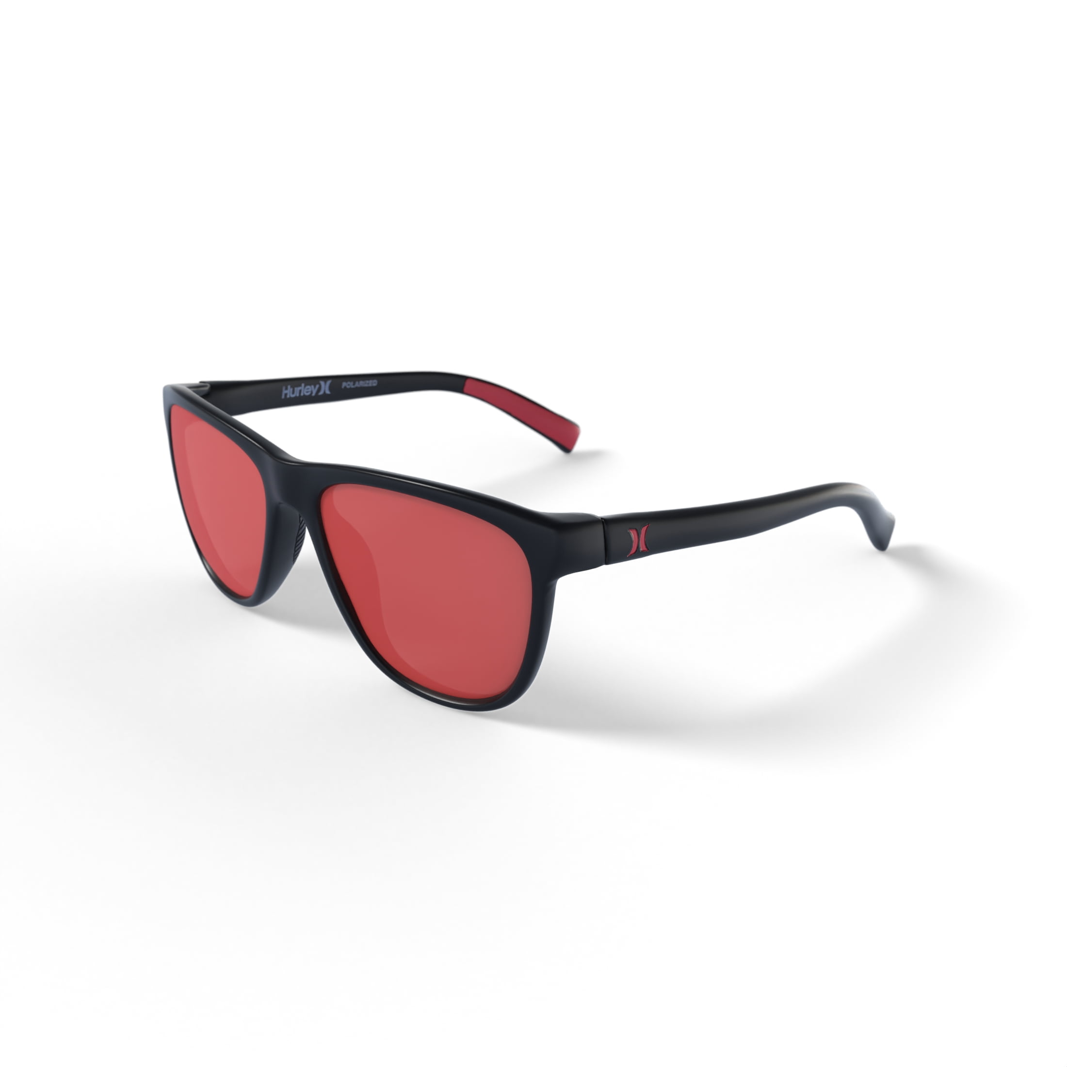 Hurley North Shore - HSM1015PS_003, square sunglass, black/red frame & red revo polarized lens + ar coating