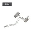 thumbnail image 3 of 5Sets Ribbon Crimp Clamp Ends Lobster Claw Clasps & Chain 15mm Silver, 3 of 7