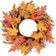 thumbnail image 1 of Corona de frutas mixtas con forma de sol, simulación de hojas de arce y bayas, para colgar en la puerta, para Acción de Gracias, 1 of 8